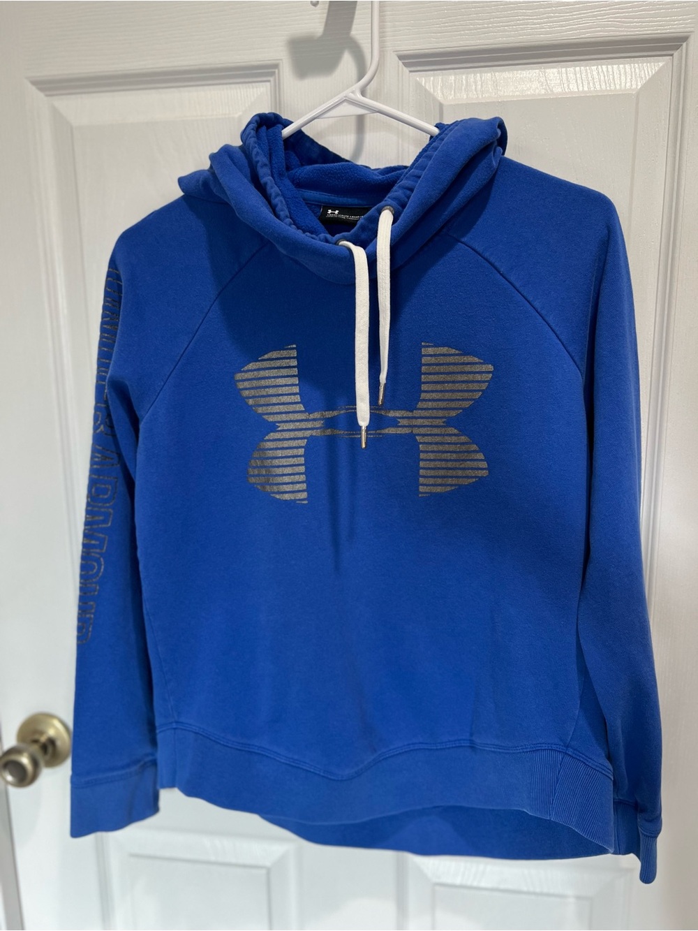 Under Armour Blue Pullover Hoodie with Striped Logo